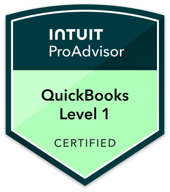 Intuit ProAdvisor QuickBooks Level 1 certified badge